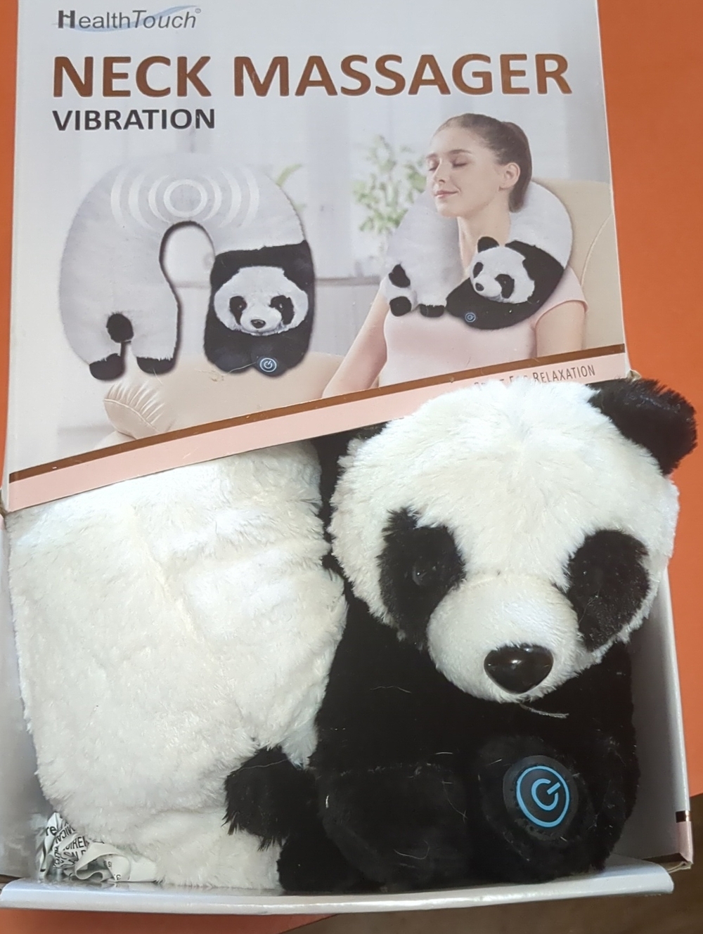 HealthTouch Panda Neck Massager - Black & White Vibration Plush
